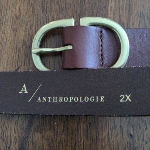 Anthropologie Brown leather/brass belt